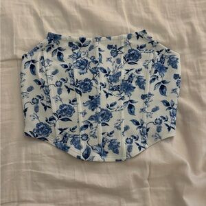 Floral Blue and White Corset